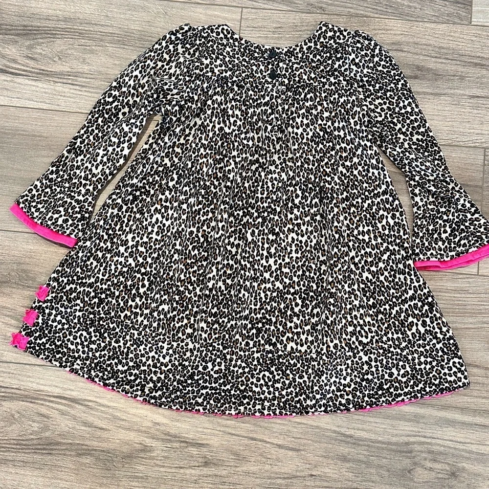 Rare Editions Girls 5T Leopard Print and Pink Ruffle Dress